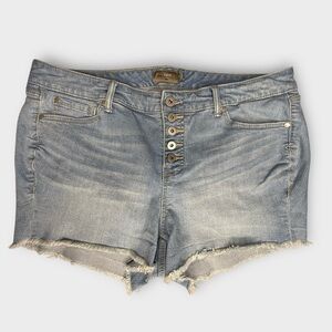 Torrid Stretch Denim Mid‎ Rise Button Fly Blue Jean Shorts Cut Offs Size 18